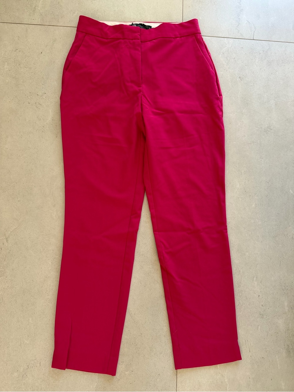 ZARA Hot Pink Tailored Trousers High Waist Slim Fit Pants XS - Picture 2 of 5